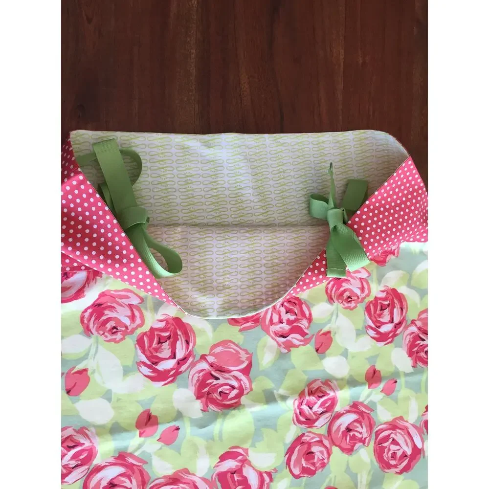 Handmade Orange Rose Pillowcase Set, Amy Butler Quilting Cotton, Ribbon Ties